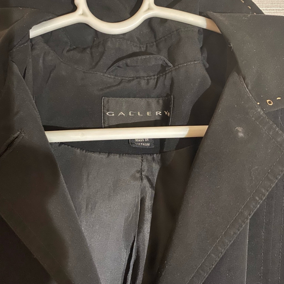 Vintage Gallery Black Hooded Rain Trench Coat Small - Picture 14 of 15